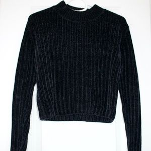 Cropped mock neck sweater